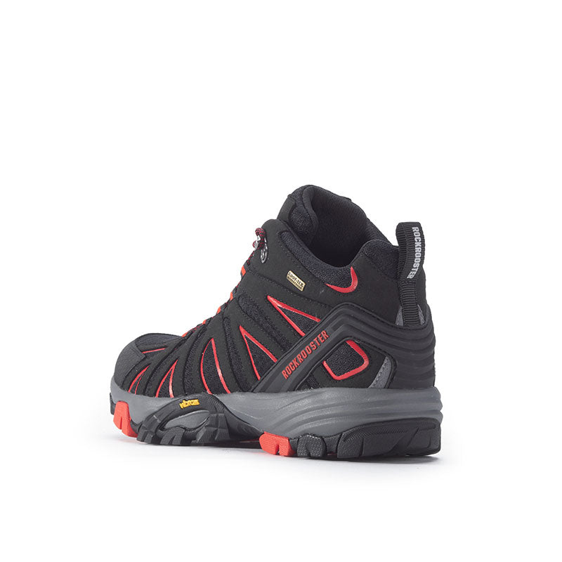 ROCKROOSTER Bedrock OT21061 Men’s 6-Inch Outdoor Hiking Boots – Waterproof, Slip-Resistant, Lightweight, Anti-Fatigue, Microfiber Upper (Black/Red)