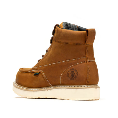 ROCKROOSTER Men’s 6-Inch Wedge Work Boots – Steel Toe, Waterproof, Slip & Chemical Resistant, ASTM F2413-18 EH (Model: SAP858)