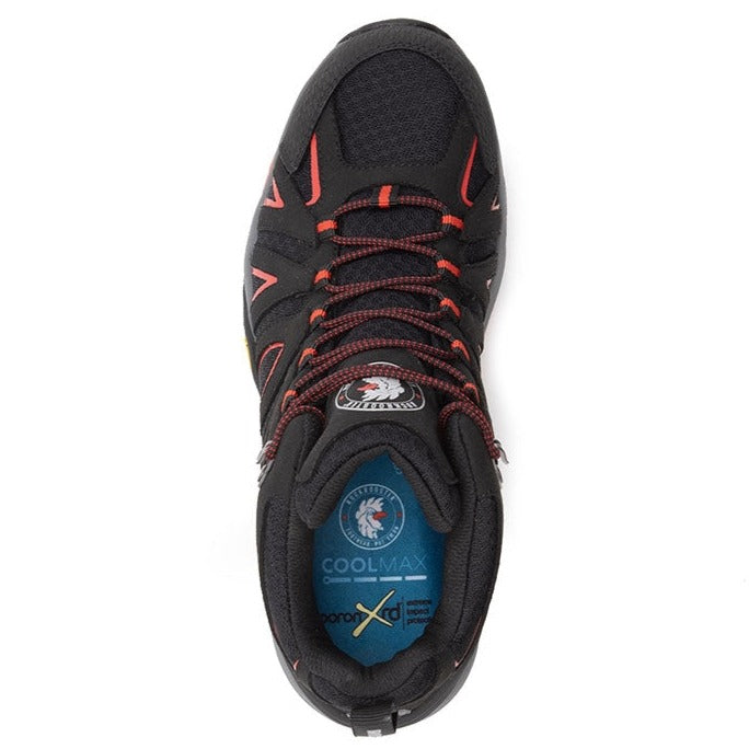 ROCKROOSTER Bedrock OT21061 Men’s 6-Inch Outdoor Hiking Boots – Waterproof, Slip-Resistant, Lightweight, Anti-Fatigue, Microfiber Upper (Black/Red)