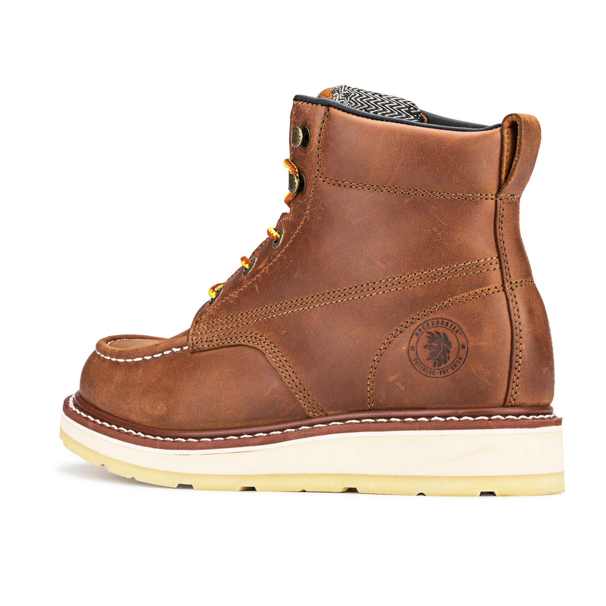 ROOSTER Men’s 6-Inch Wedge Work Boots – Soft Toe, Water-Resistant Leather, Electrical Hazard Rated, Slip & Acid Resistant, ASTM F2892-18 EH (Model: AP838 / VAP838 Upgrade)