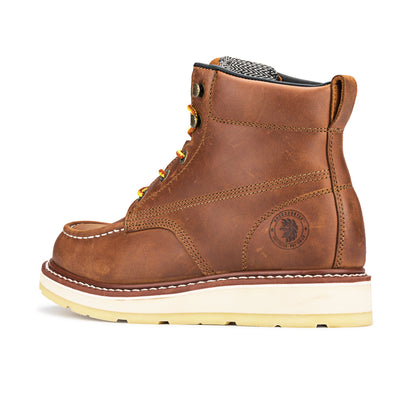 ROOSTER Men’s 6-Inch Wedge Work Boots – Soft Toe, Water-Resistant Leather, Electrical Hazard Rated, Slip & Acid Resistant, ASTM F2892-18 EH (Model: AP838 / VAP838 Upgrade)