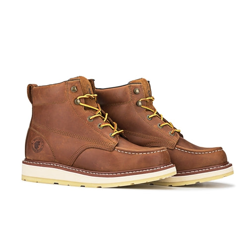 ROOSTER Men’s 6-Inch Wedge Work Boots – Soft Toe, Water-Resistant Leather, Electrical Hazard Rated, Slip & Acid Resistant, ASTM F2892-18 EH (Model: AP838 / VAP838 Upgrade)