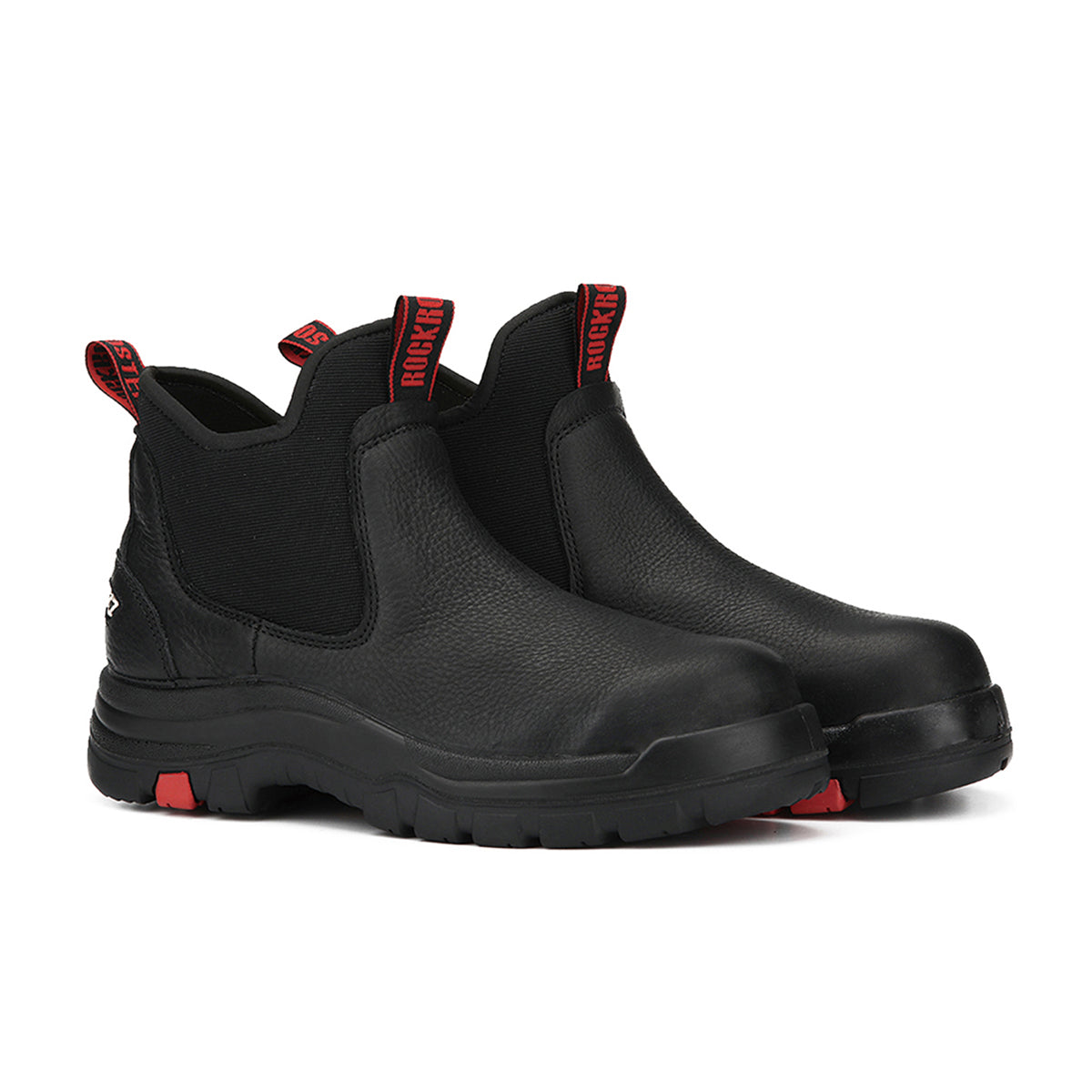 ROCKROOSTER Bakken Men’s 6-Inch Soft Toe Work Boots – Black Leather, Waterproof, Slip Resistant