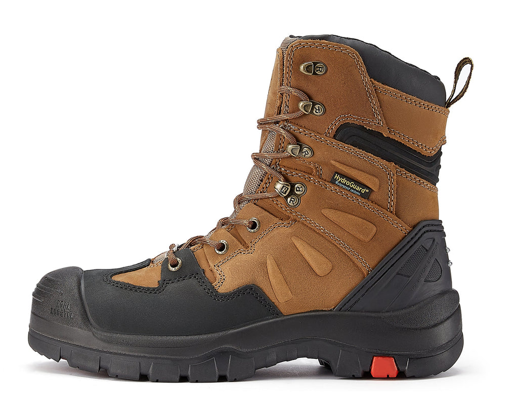 ROCKROOSTER Men’s 8-Inch Work Boots – Composite Toe, Waterproof, Slip Resistant, EH Rated, ASTM F2413-18 (Model: AK869, Brown)