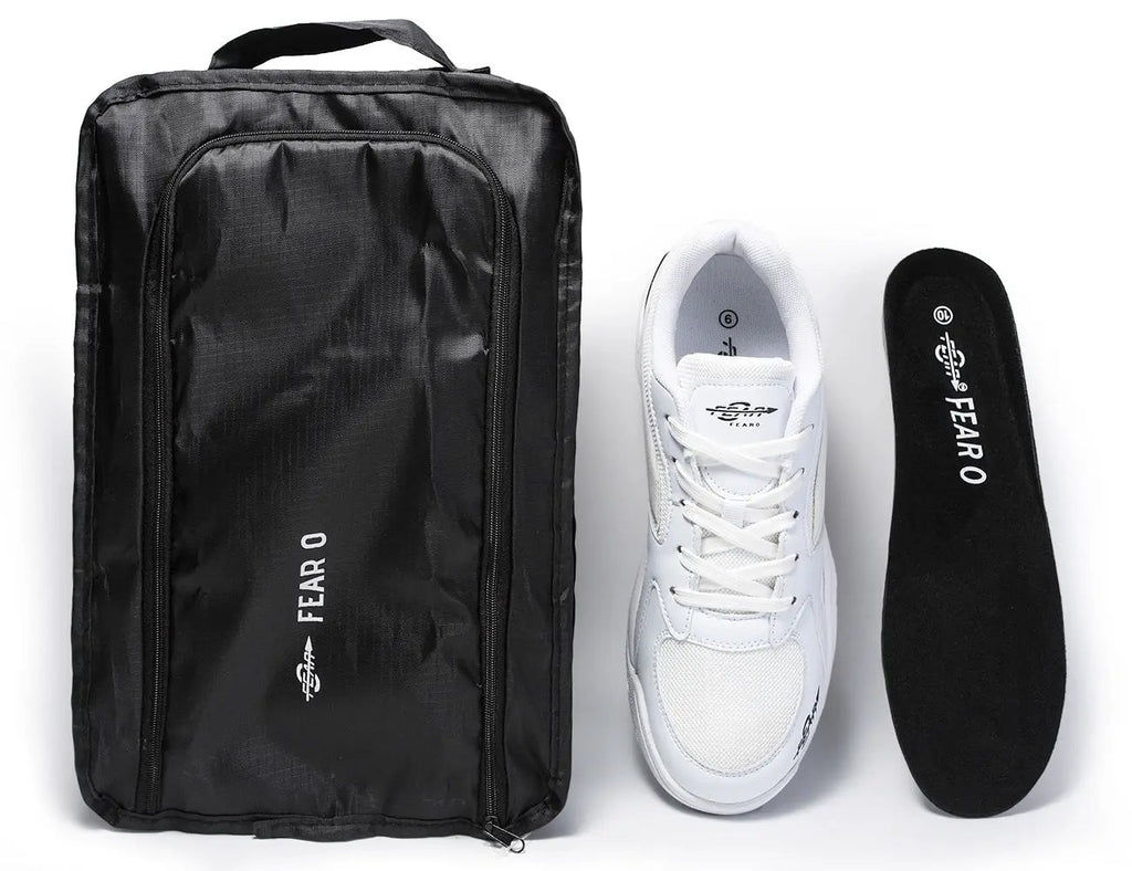 Men’s All-In-One White Walking Shoes – High Arch Support & Comfort Fit