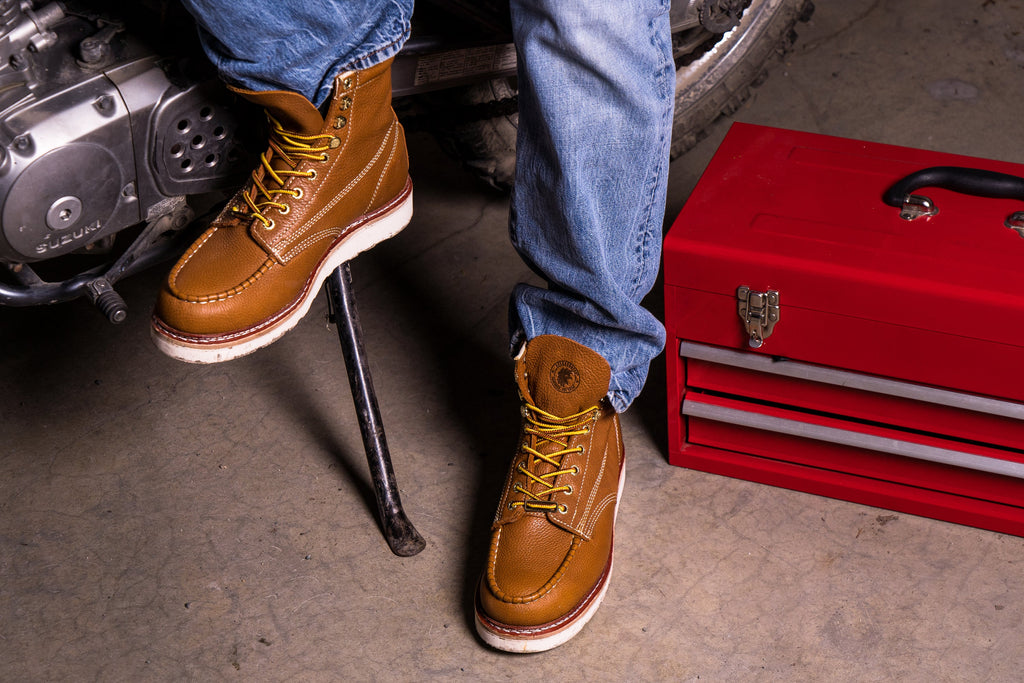 ROCKROOSTER Men’s 6-Inch Wedge Work Boots – Soft Toe, Water-Resistant Leather, Slip Resistant, Lightweight, ASTM F2892-18 EH (Model: VAP611)