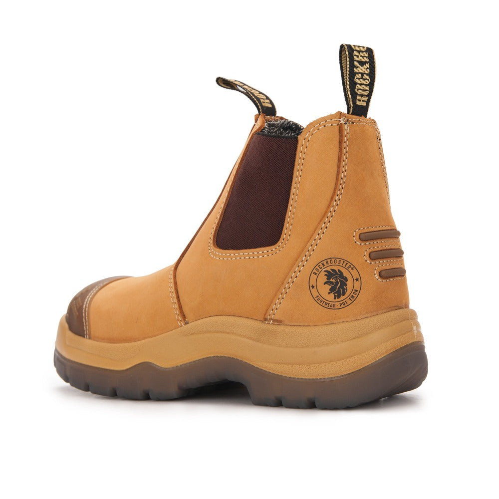 ROCKROOSTER Men’s 6-Inch Pull-On Work Boots – Steel Toe, Water-Resistant Nubuck Leather, Slip & Static Resistant, ASTM F2413-11 I/75 C/75 SD (Model: AK-222 Gammon)