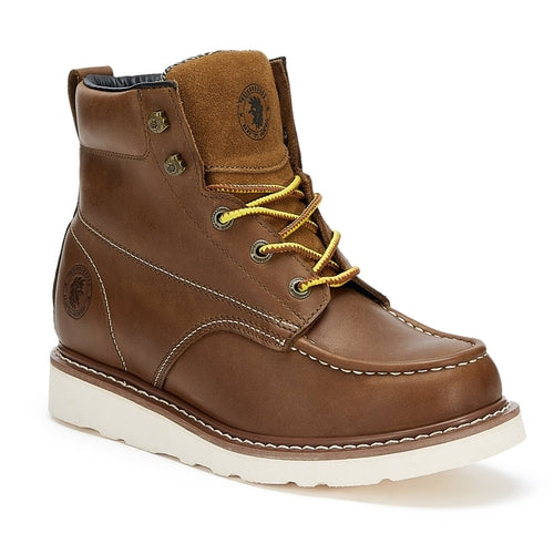 ROOSTER Men’s 6" Soft Toe Wedge Work Boots – Water-Resistant Leather, Slip-Resistant, ASTM F2892-18 EH Rated, Lightweight, Vibram® Outsole