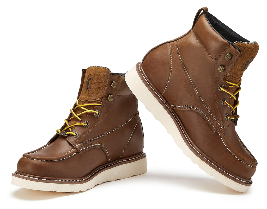 ROOSTER Men’s 6" Soft Toe Wedge Work Boots – Water-Resistant Leather, Slip-Resistant, ASTM F2892-18 EH Rated, Lightweight, Vibram® Outsole