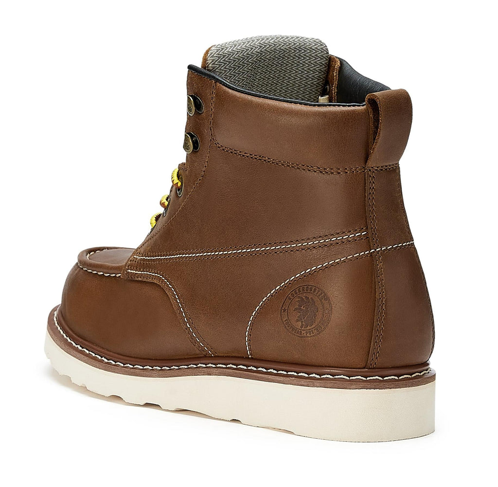 ROOSTER Men’s 6" Soft Toe Wedge Work Boots – Water-Resistant Leather, Slip-Resistant, ASTM F2892-18 EH Rated, Lightweight, Vibram® Outsole