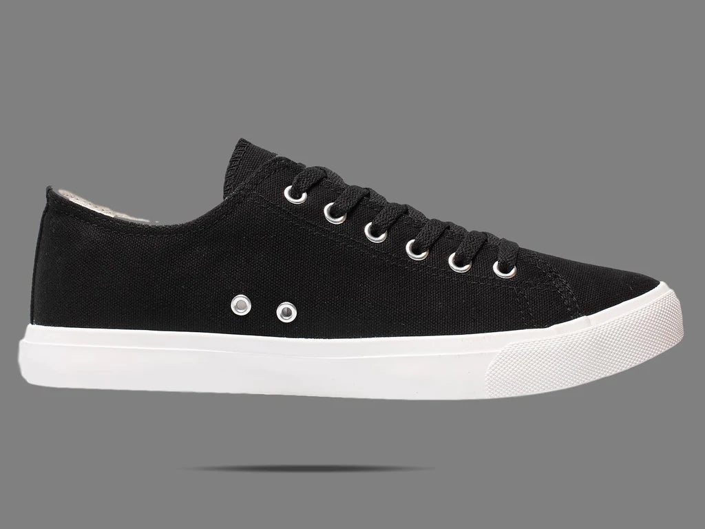 Retro Canvas Sneakers – Black/White with Cushioned Comfort